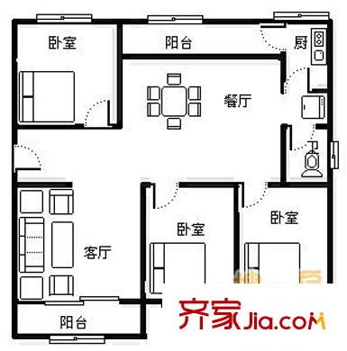 溫泉花園 3室 戶(hù)型圖