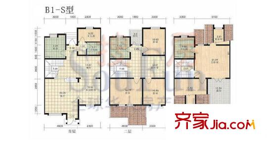 大宁山庄B1-S户型户型图 6室5厅3卫1厨