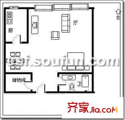 常青园户型图户型图 1室1厅1卫1厨