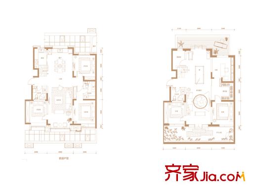 泰禾拾景园三居户型 3室2厅2卫1厨