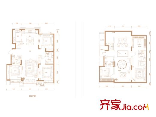 泰禾拾景园三居户型 3室2厅2卫1厨
