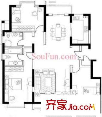 新康家园户型图3室2厅 3室2厅2卫1厨
