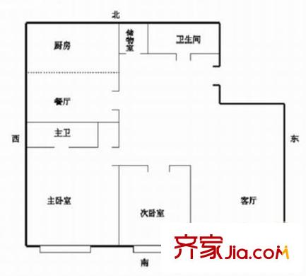 裕祥花园户型图户型图 2室2厅2卫1厨