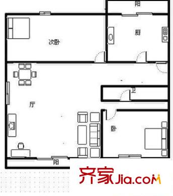 裕祥花园户型图户型图 2室2厅1卫1厨