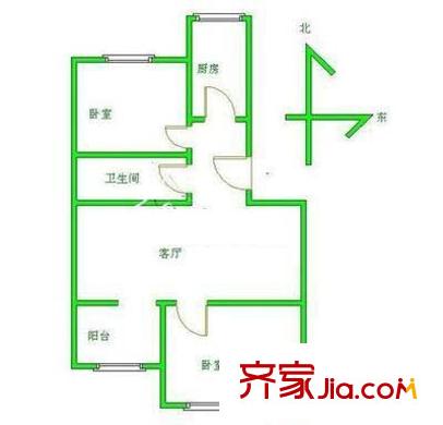 望园西里户型图户型图 2室1厅1卫1厨