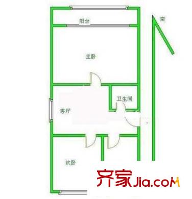 建材城东一里户型图户型图 2室1厅1卫1厨