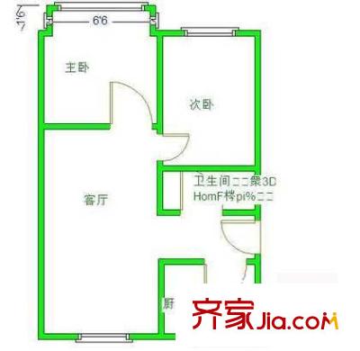 建材城东一里户型图户型图 2室1厅1卫1厨
