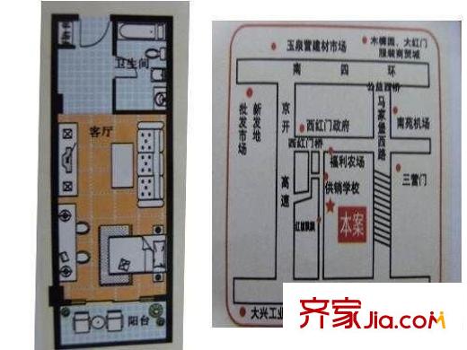 丽园A区 1室 户型图