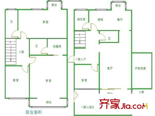 丽园A区户型图户型图 4室2厅3卫1厨