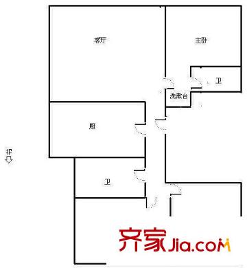 丽园A区户型图户型图 3室1厅2卫1厨