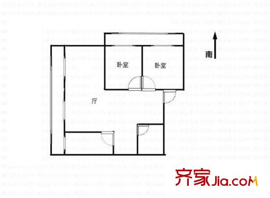 上地西里户型图户型图 2室1厅1卫1厨