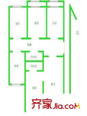 上地西里户型图户型图 4室1厅2卫1厨