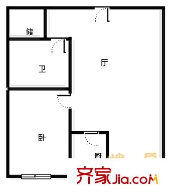 润生园户型图户型图 1室1厅1卫1厨