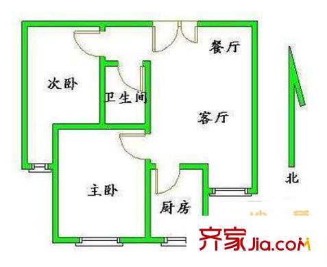 润生园 2室 户型图
