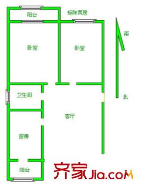润生园户型图户型图 2室1厅1卫1厨