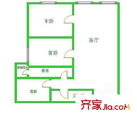 建设部大院户型图户型图 3室1厅1卫1厨