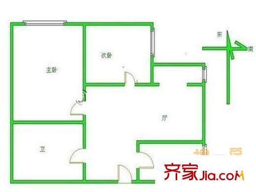 建设部大院户型图户型图 2室1厅1卫1厨