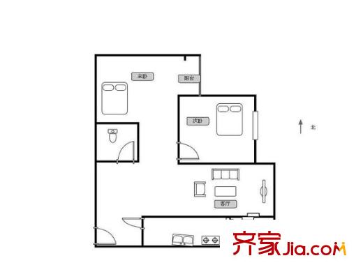 曙光花园望山园 2室 户型图