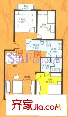 森林大第户型图阳光版书三居 3室1厅2卫1厨