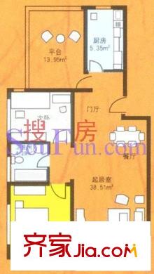 森林大第户型图浪漫温馨两居 2室1厅1卫1厨