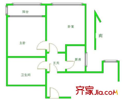 晓月苑五里户型图2室户型图 2室1厅1卫1厨