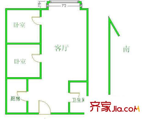金汉绿港户型图户型图 2室1厅1卫1厨