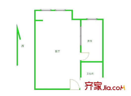 晓月苑五里 1室 户型图