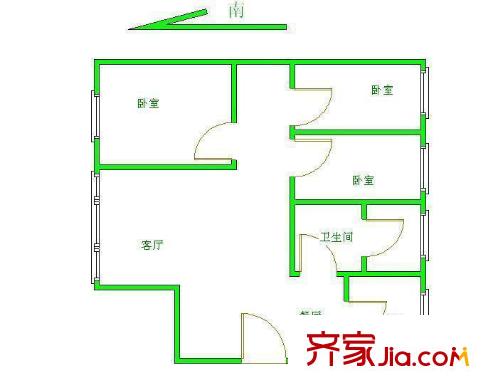 金汉绿港户型图户型图 3室2厅1卫1厨