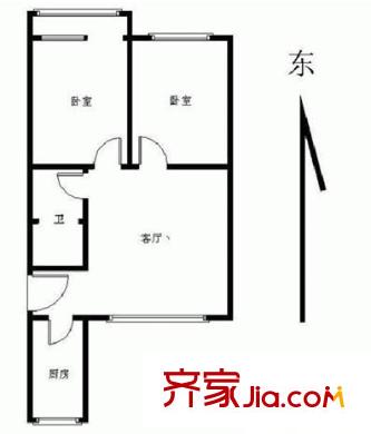 师大北路21号院户型图户型图 2室1厅1卫1厨