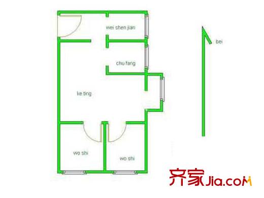 师大北路21号院户型图户型图 2室1厅1卫1厨