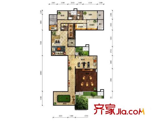 富力湾户型图B1地下一层户型图 3室2厅2卫1厨