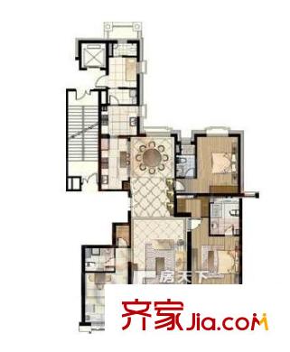 万达大湖公馆户型图B1标准层户型 3室2厅3卫1厨