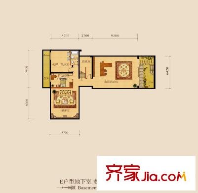 北京御墅E户型地下室 5室3厅5卫2厨