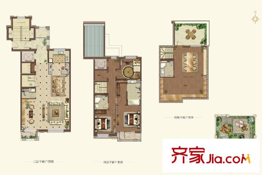 首创・禧瑞墅上叠C户型 3室3厅4卫1厨