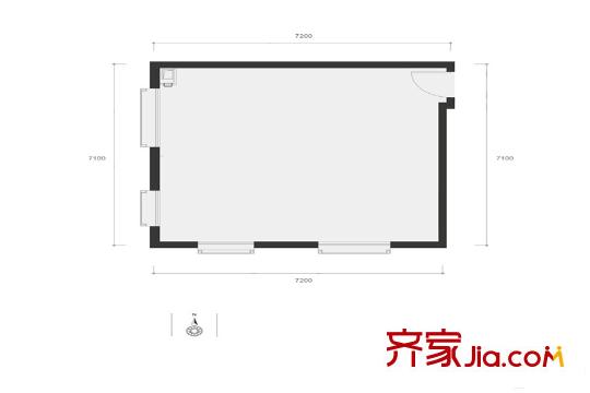 东亚尚品台湖76平一居G户型图 1室1厅1卫1厨
