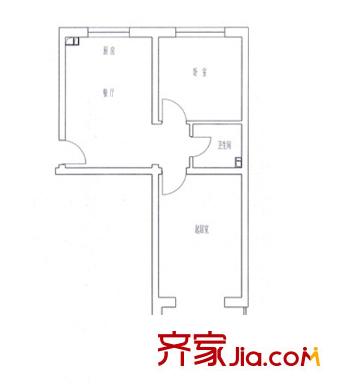 東苑陽光園戶型圖B戶型 2室1廳1衛(wèi)1廚