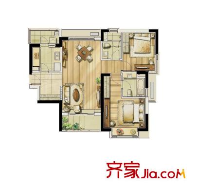 兆龍路小區(qū) 2室2廳1衛(wèi)1廚 戶型圖