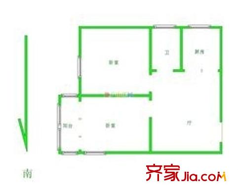 兆龍路小區(qū) 2室2廳1衛(wèi)1廚 戶型圖