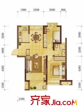 孝思房 2室1廳1衛(wèi)1廚 戶型圖