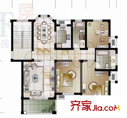 龍灣新村戶型圖1 3室2廳2衛(wèi)1廚