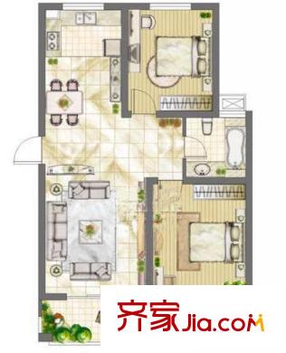和風(fēng)麗園 2室2廳1衛(wèi)1廚 戶型圖