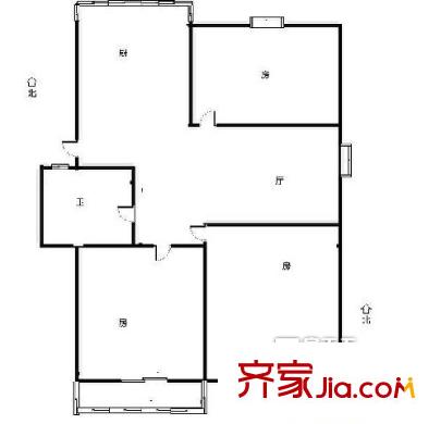 新世紀(jì)東方花園戶型圖三室一廳 3室1廳1衛(wèi)1廚