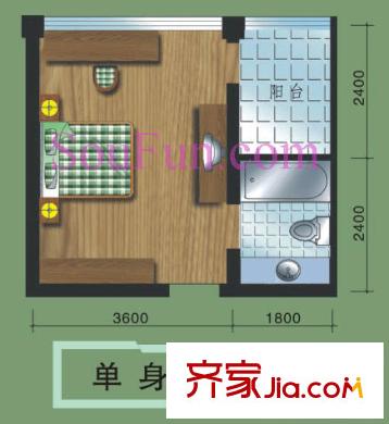 青林嘉園戶型圖單身公寓一 1室1衛(wèi)1廚
