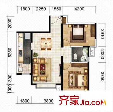 開明小區(qū)戶型圖兩室 