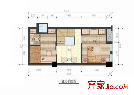 好時(shí)光戶型圖復(fù)式45方二層平面圖 2室1廳1衛(wèi)1廚
