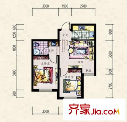 城市金領(lǐng)戶型圖兩室一廳 
