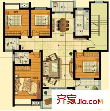 城市金領(lǐng)戶型圖四室兩廳 