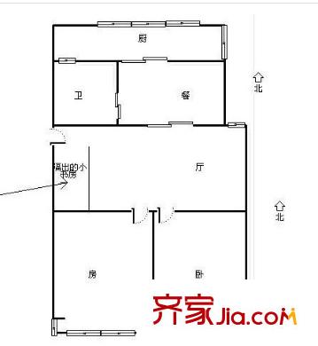 富邦世紀(jì)廣場(chǎng) 2室2廳1衛(wèi)1廚 戶型圖