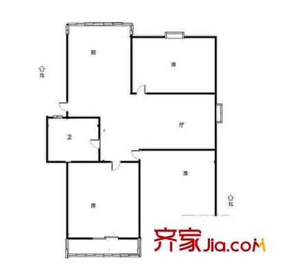 中河麗園戶型圖三室一廳 3室1廳1衛(wèi)1廚