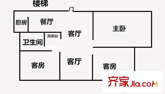 鴻翔錦園 3室2廳1衛(wèi)1廚 戶型圖